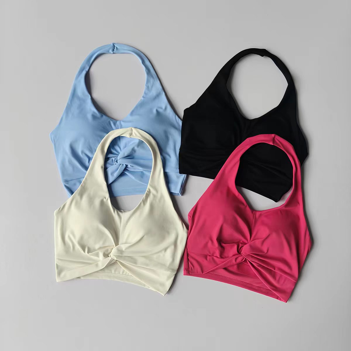 Pilates Yoga Top - Sport-BH für Damen mit Neckholder-Ausschnitt, Push-up-Effekt,