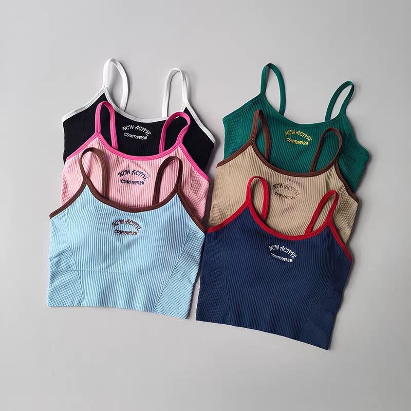 Pilates Yoga Top - Damen Color-Block Cami Sport-BH mit festem