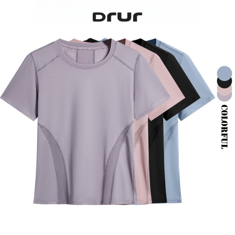 Pilates Yoga Top - DRUR Sommer Leichtes Lauf-T-Shirt für Damen,