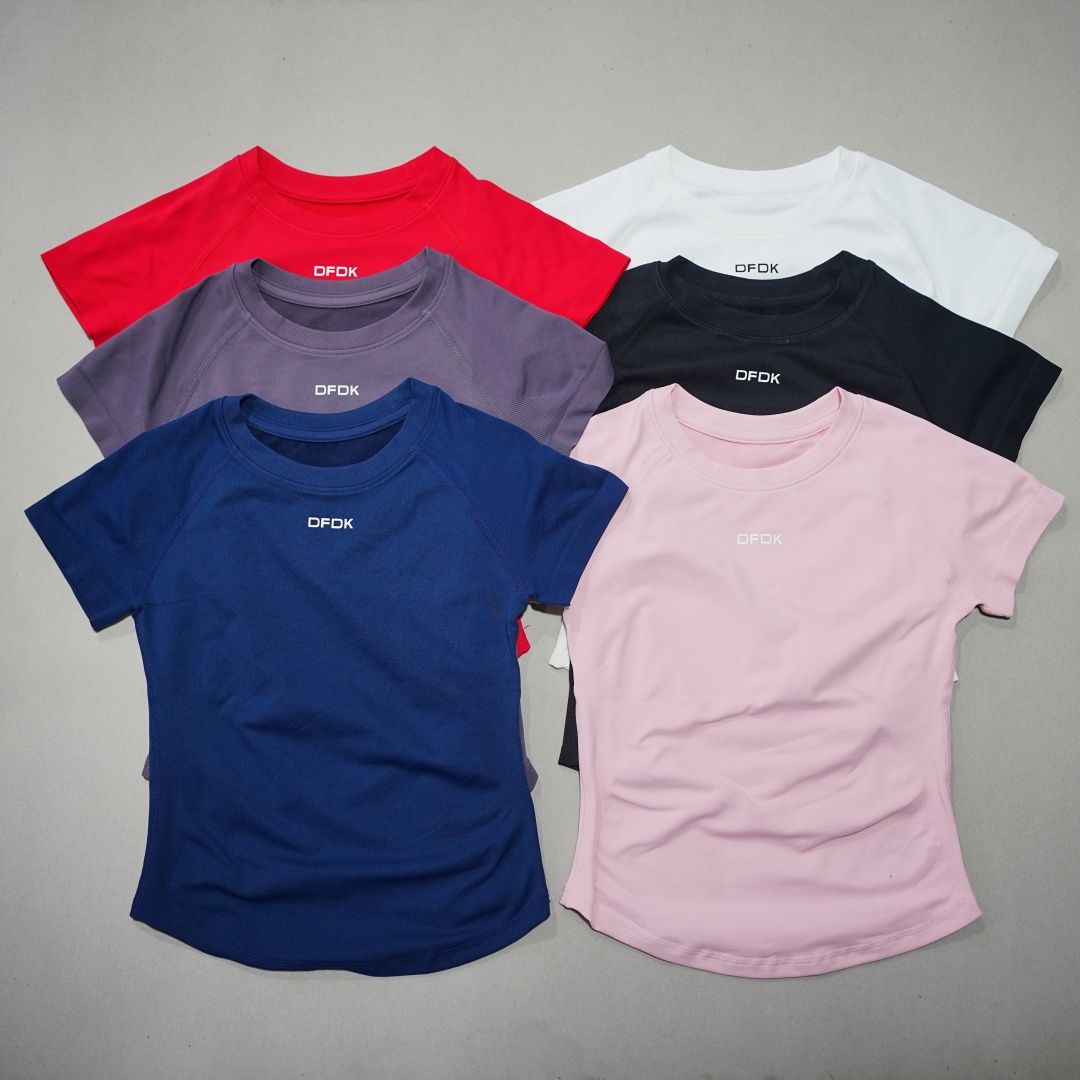 Pilates Yoga Top - DFDK Damen-T-Shirt, elastisch, schmal geschnitten, kurzärmelig,