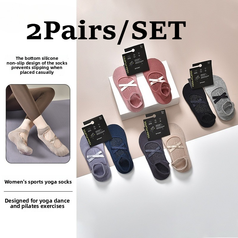 Pilates Yoga Clothes - 2 Paar atmungsaktive, schweißabsorbierende Yoga-Socken aus