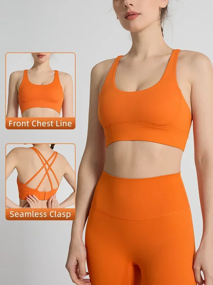Pilates Yoga Top - Einfarbig frauen Sport-Bh Sexy Cross Strap