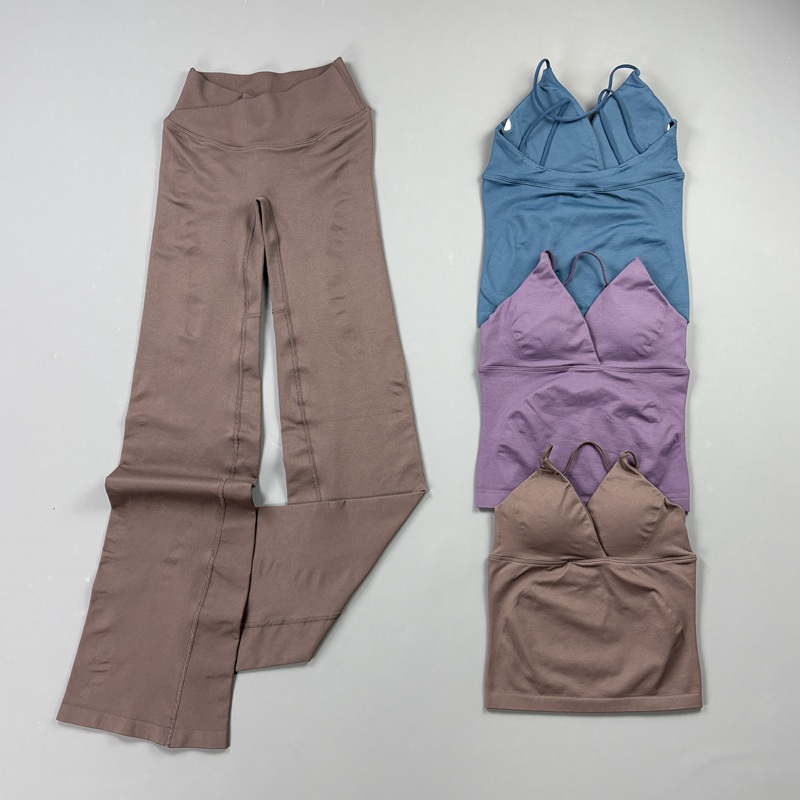 Pilates Yoga Leggings - 2-teiliges Nahtloses Yoga-Workout-Set für Damen: Dünnes