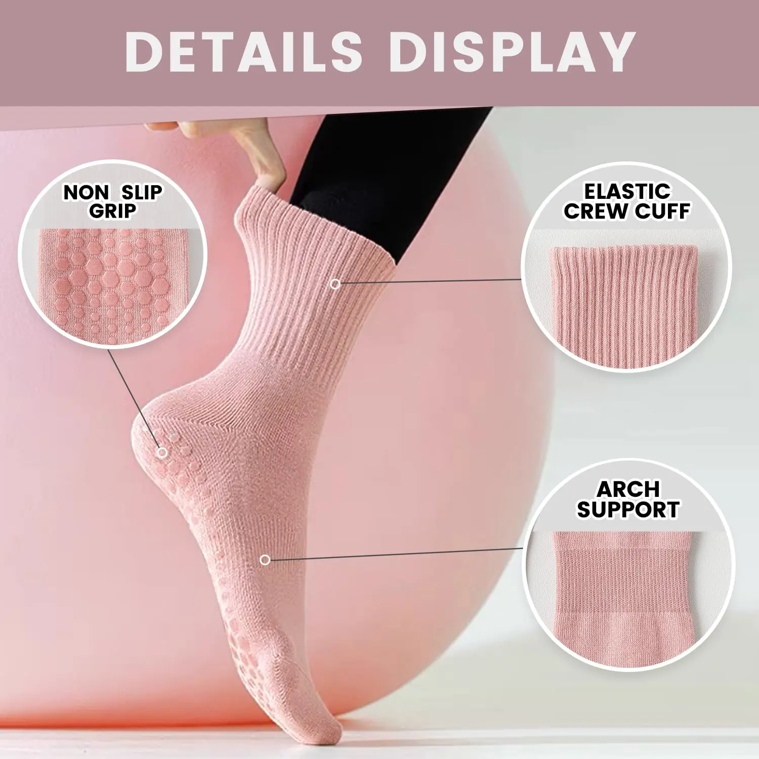 4 Paar Damen-Yoga-Socken, einf – Pilates & Yoga Studio Alineacion Bewertung und Preis